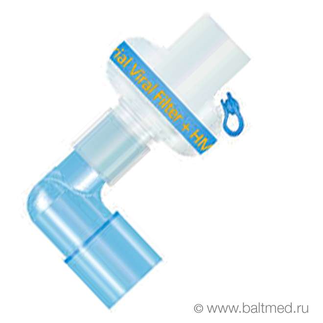 Фильтр дыхательный  вирусобактериальный VentiShield с угловым соединителем (порт Luer) - 038-41-366